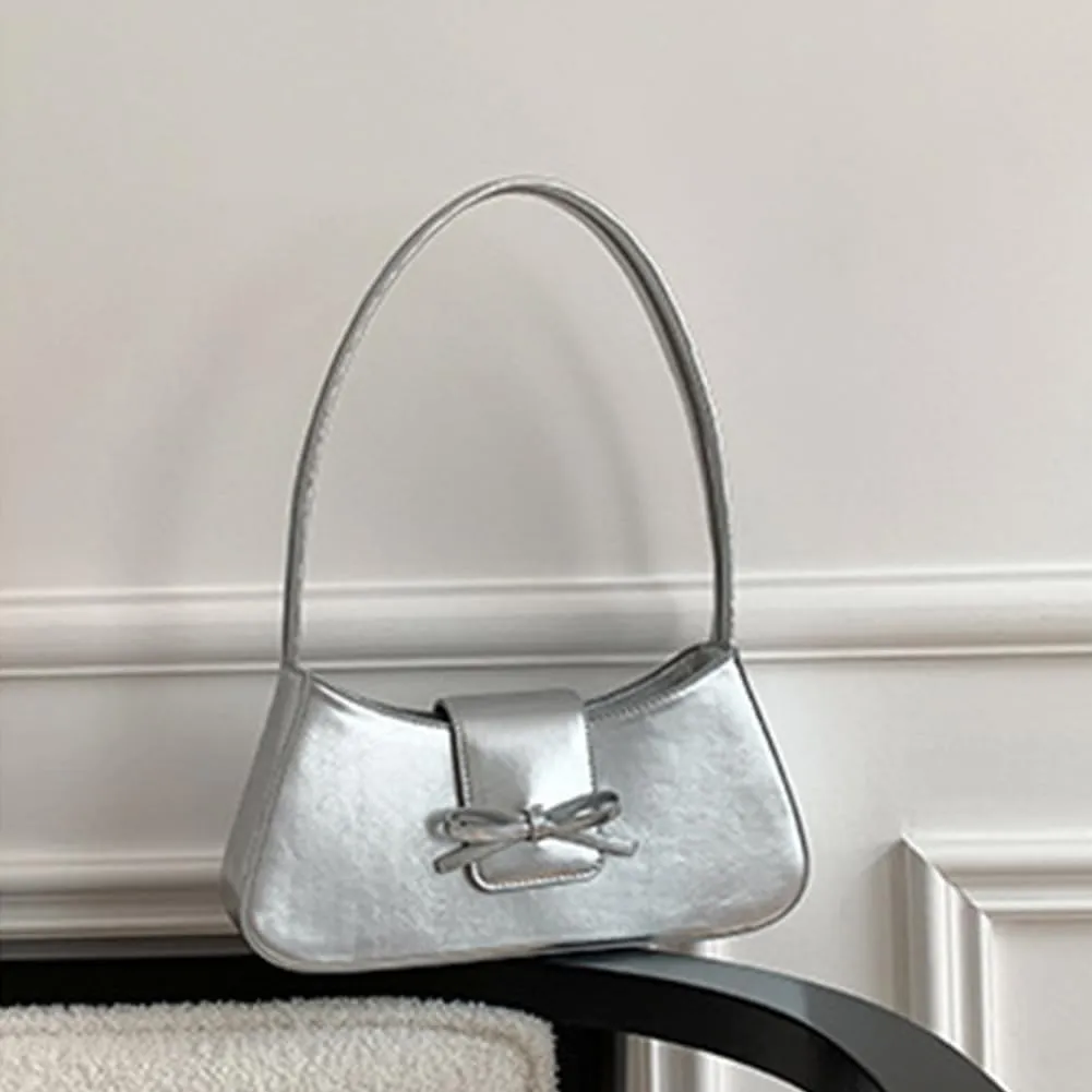 Coquette Bow Shoulder Bag for Women Retro Trendy Y2k Underarm Bag Cute Bow Leather Purses and Handbag for Gift
