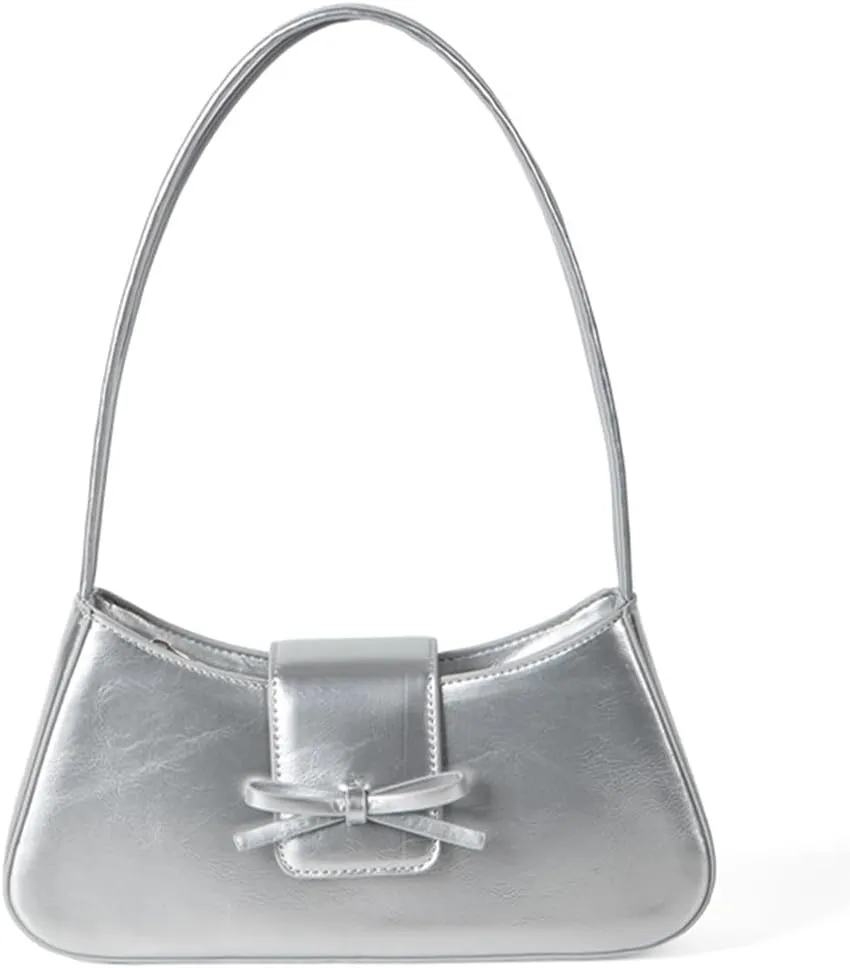 Coquette Bow Shoulder Bag for Women Retro Trendy Y2k Underarm Bag Cute Bow Leather Purses and Handbag for Gift
