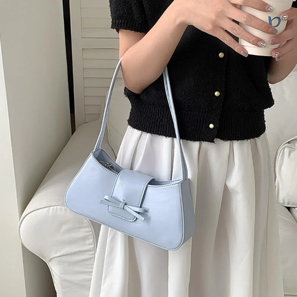 Coquette Bow Shoulder Bag for Women Retro Trendy Y2k Underarm Bag Cute Bow Leather Purses and Handbag for Gift