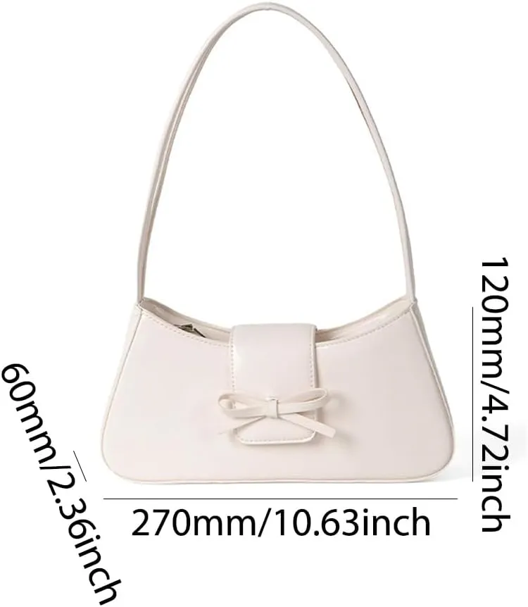 Coquette Bow Shoulder Bag for Women Retro Trendy Y2k Underarm Bag Cute Bow Leather Purses and Handbag for Gift