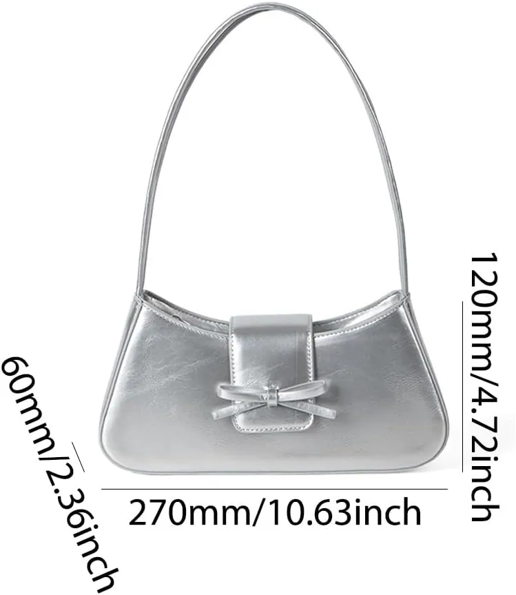 Coquette Bow Shoulder Bag for Women Retro Trendy Y2k Underarm Bag Cute Bow Leather Purses and Handbag for Gift