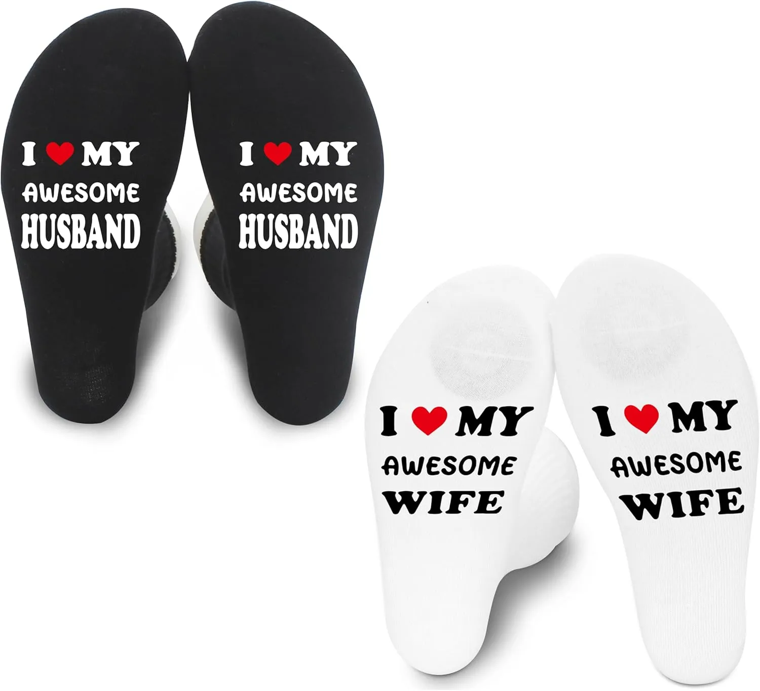 Couple socks - Anniversary Valentines Day Wedding Bridal Shower Engagement Honeymoon Romantic Gifts For Couple, 2 Pairs. (Husband And Wife, Cotton)