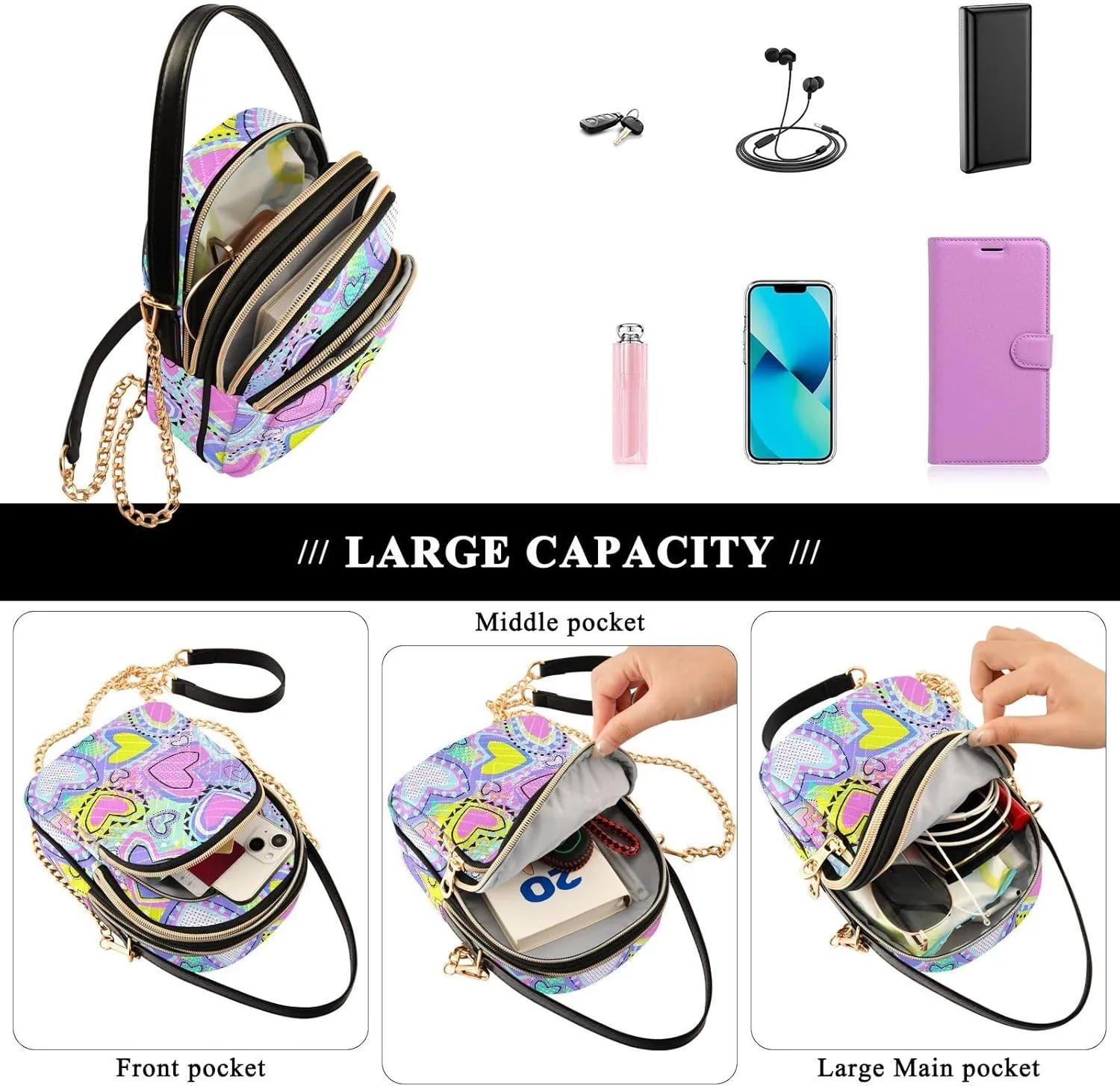 Cross Body Bag for Woman Travel, Womens Shoulder Bag Multi Pockets Handbags for Women, Womens Sling Bag