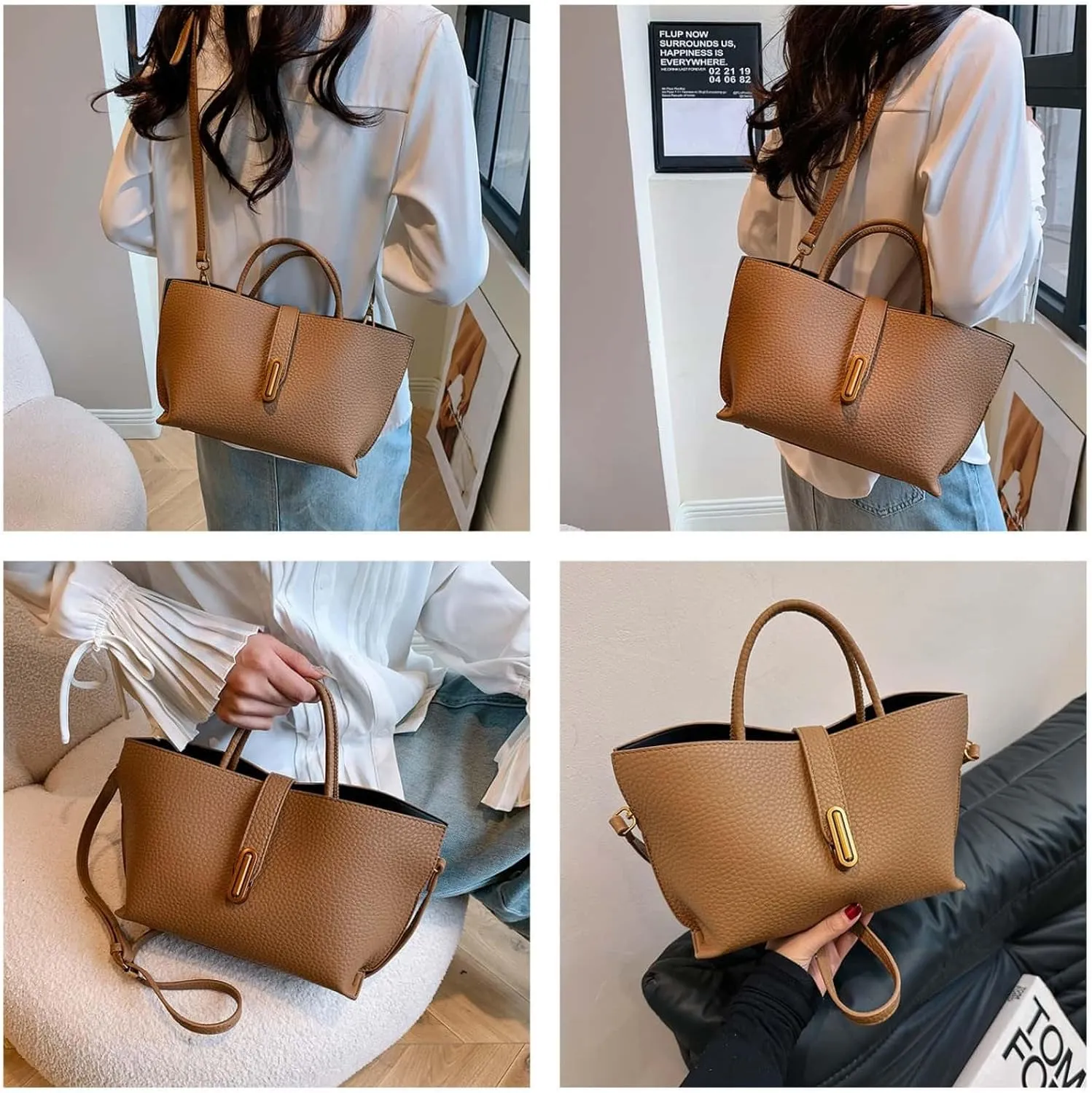 Crossbody Bags for Women Trendy Tote Bucket Bag Y2K Vintage Hobo Fashion Large Vegan Leather Purses Shoulder Handbag