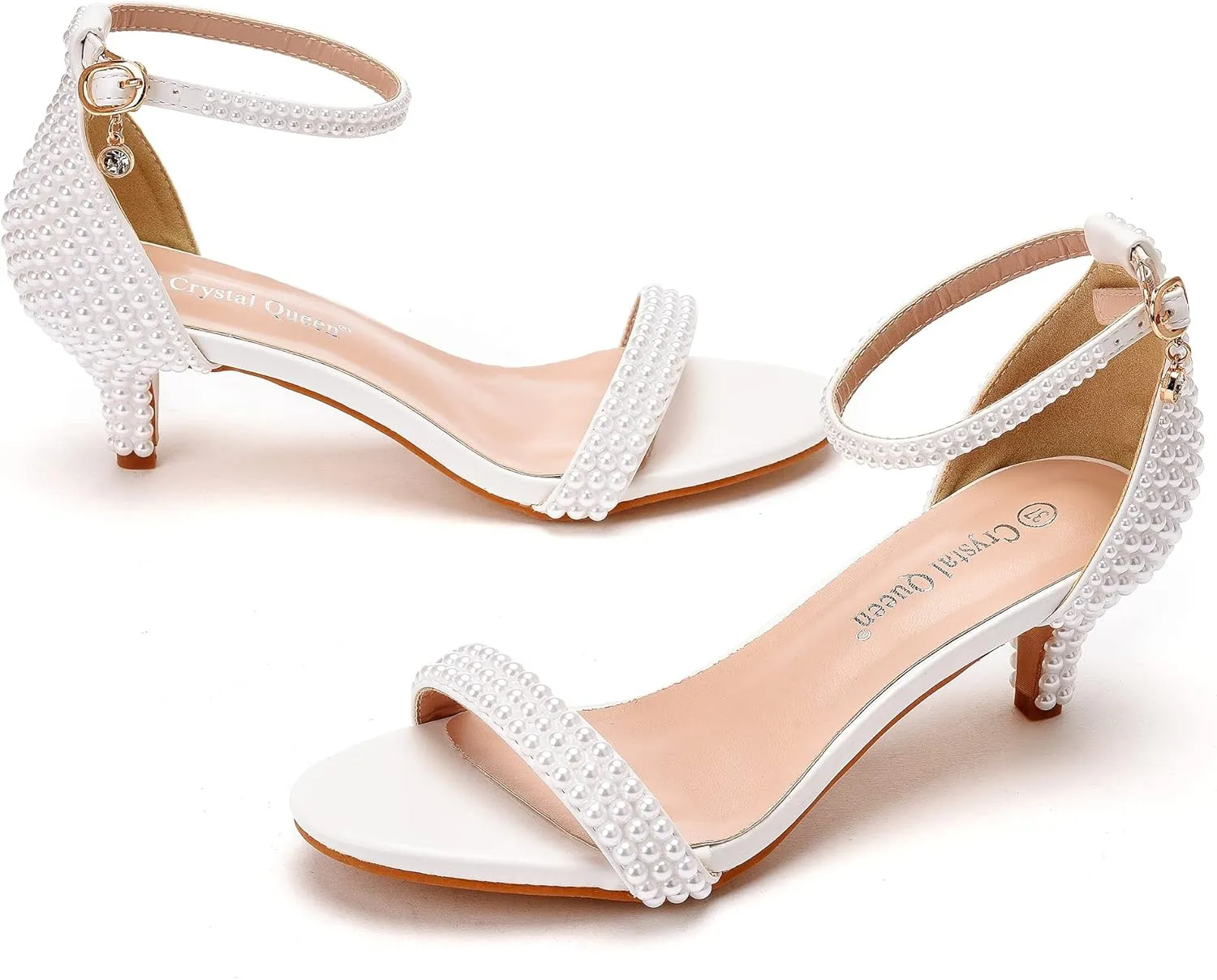 Crystal Queen Full Pearls Heels Sandals Stiletto Heels Peep Toe High Heel Sandals Pump Shoes For Bride Wedding Party Evening