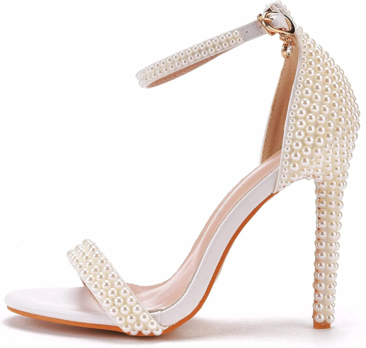 Crystal Queen Full Pearls Heels Sandals Stiletto Heels Peep Toe High Heel Sandals Pump Shoes For Bride Wedding Party Evening