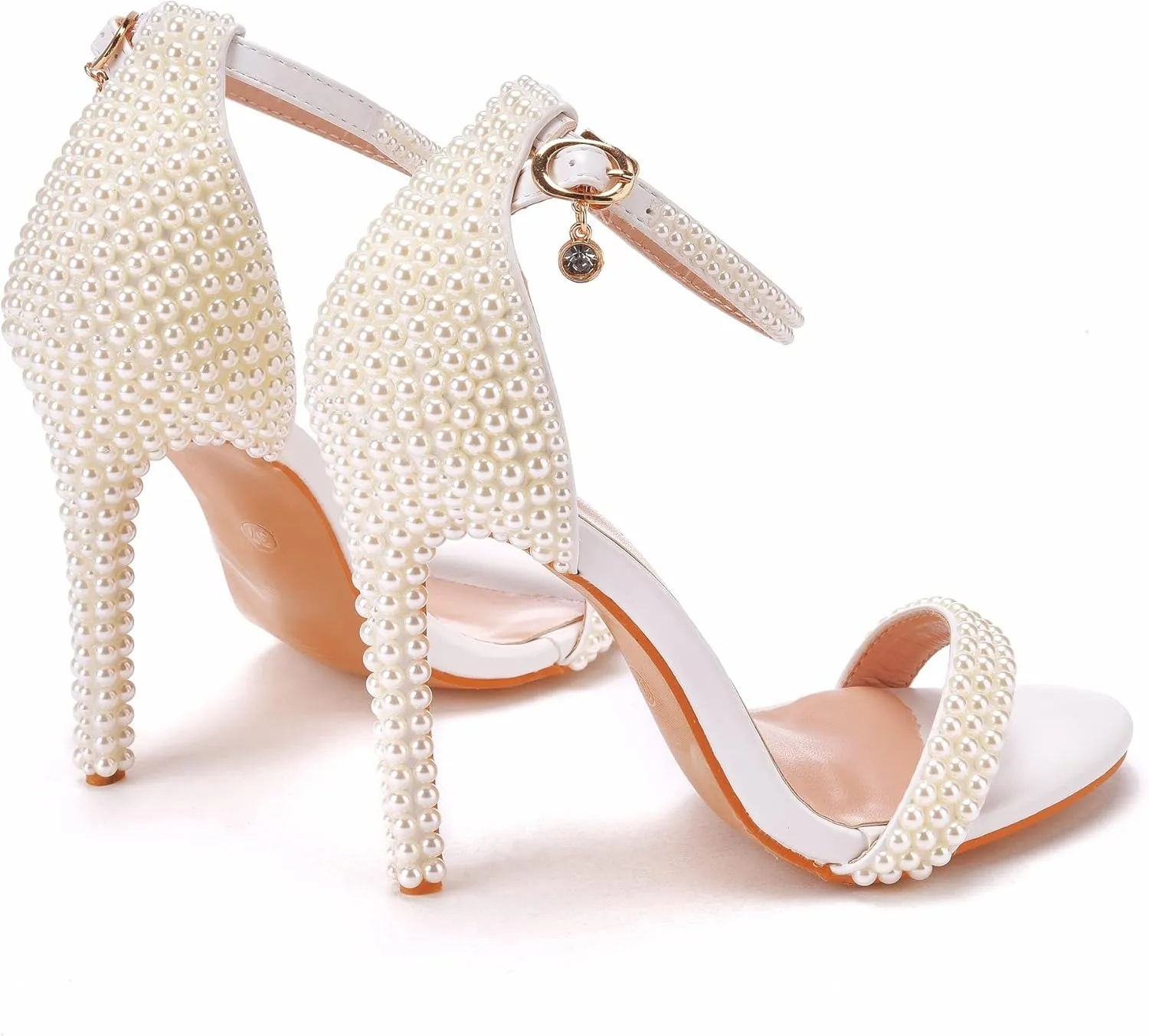 Crystal Queen Full Pearls Heels Sandals Stiletto Heels Peep Toe High Heel Sandals Pump Shoes For Bride Wedding Party Evening
