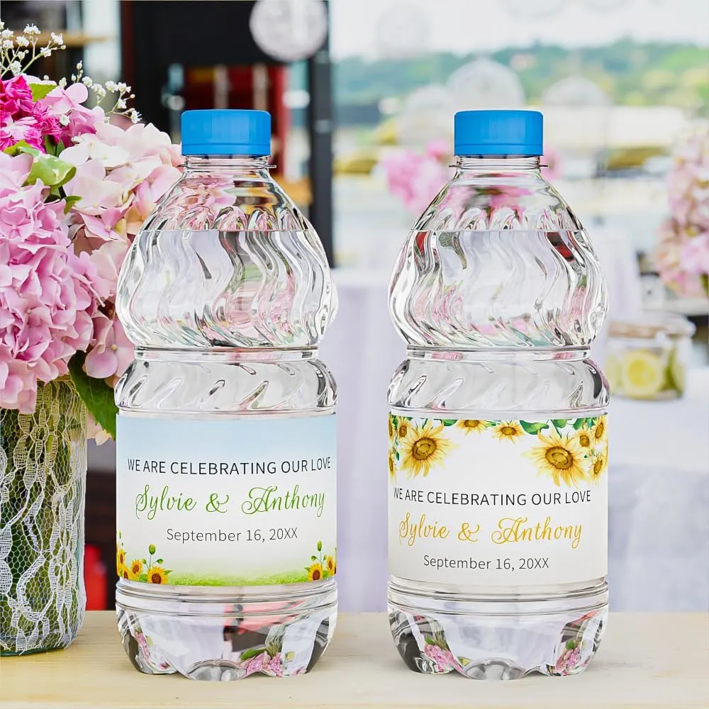 Custom Water Bottle Labels 25-1000 Pcs Wedding Water Bottle Wraps Custom Water Bottle Labels for Wedding Business Bridal Shower and Engagement Party (AG)