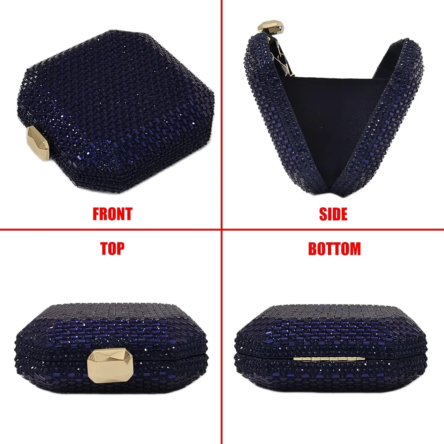 Cute Crystal Box Clutch Mini Rhinestone Handbags For Women Party Wedding Evening Bag