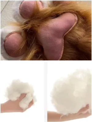 Cute Faux Fur Plush Furry Cat Claw Stuffed Plush Gloves Soft Winter Warm Gloves Cartoon Anime Kawayi Animal Gloves Halloween Cosplay for Friends Classmate Family