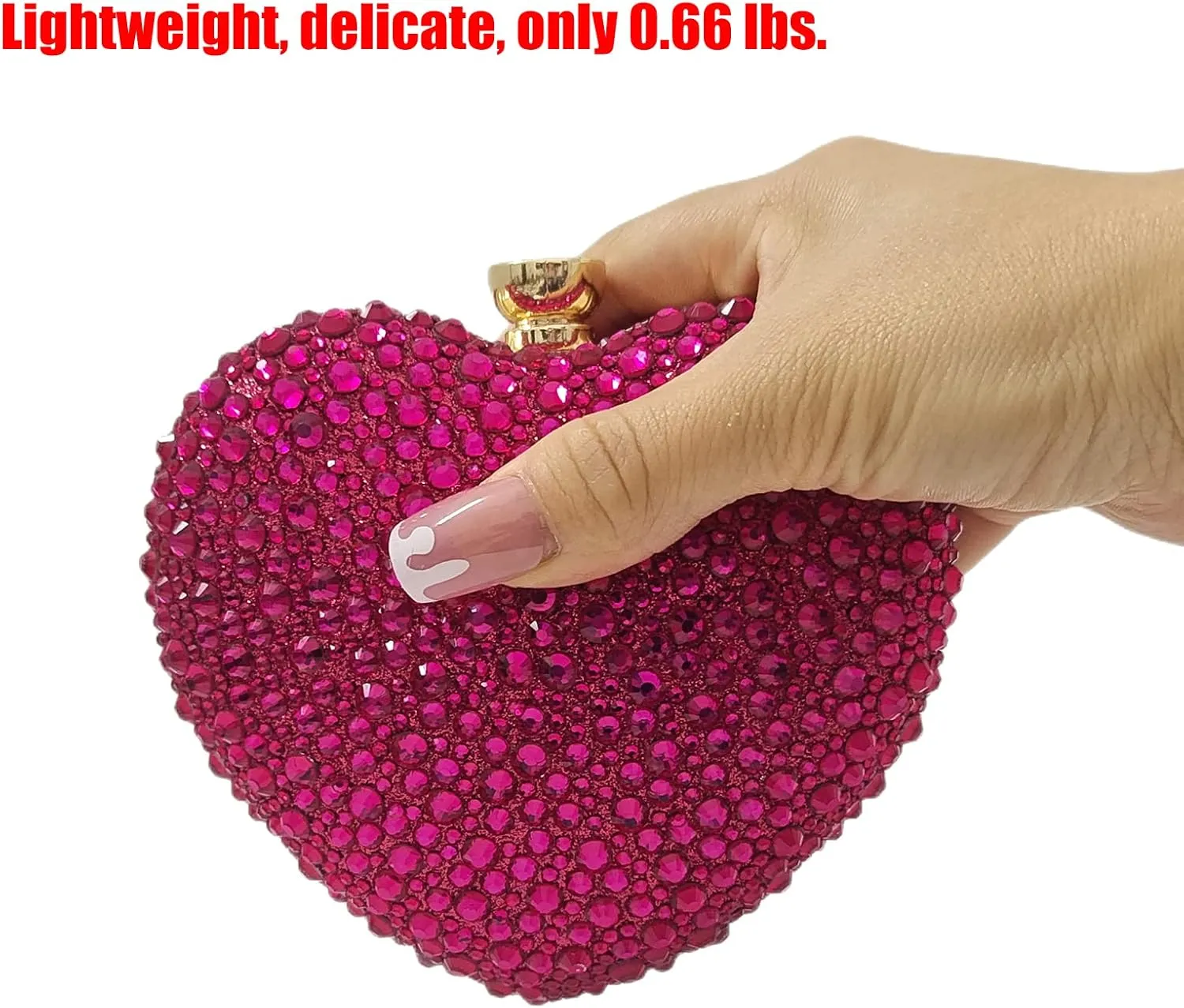 Cute Heart Shape Clutch Purse Mini Love Heart Rhinestone Wedding Handbag Party Women Purse