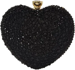 Cute Heart Shape Clutch Purse Mini Love Heart Rhinestone Wedding Handbag Party Women Purse