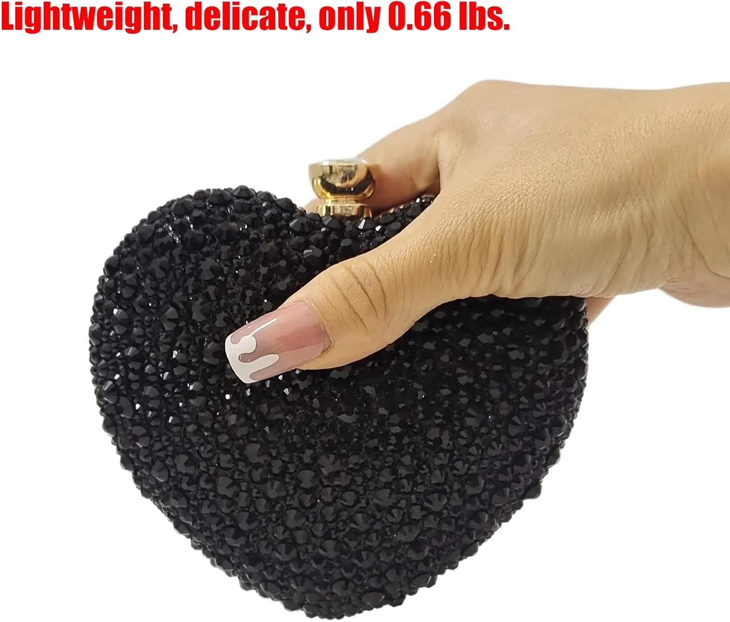 Cute Heart Shape Clutch Purse Mini Love Heart Rhinestone Wedding Handbag Party Women Purse
