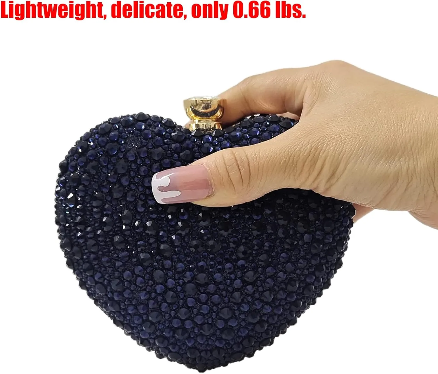 Cute Heart Shape Clutch Purse Mini Love Heart Rhinestone Wedding Handbag Party Women Purse