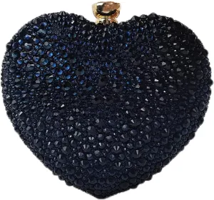 Cute Heart Shape Clutch Purse Mini Love Heart Rhinestone Wedding Handbag Party Women Purse