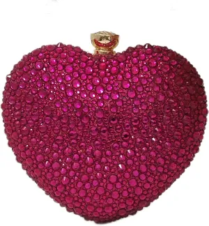 Cute Heart Shape Clutch Purse Mini Love Heart Rhinestone Wedding Handbag Party Women Purse