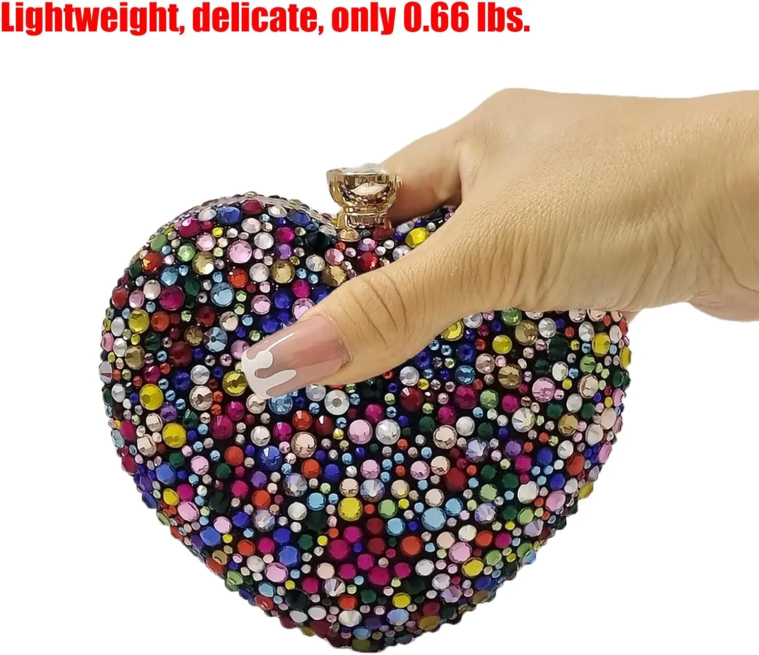 Cute Heart Shape Clutch Purse Mini Love Heart Rhinestone Wedding Handbag Party Women Purse