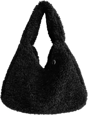 Cute Lambwool Bag for Women Soft Plush Shoulder Purses and Handbag Trendy Winter Faux Fur Clutch Purse Small Tote Bag