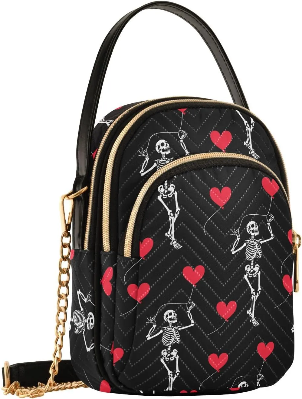 Cute Penguin Ski Pattern Women Crossbody Bags Multi Pockets Hand Bag for Womens, Travel Sling Bag