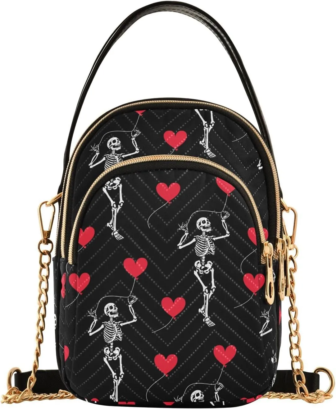 Cute Penguin Ski Pattern Women Crossbody Bags Multi Pockets Hand Bag for Womens, Travel Sling Bag