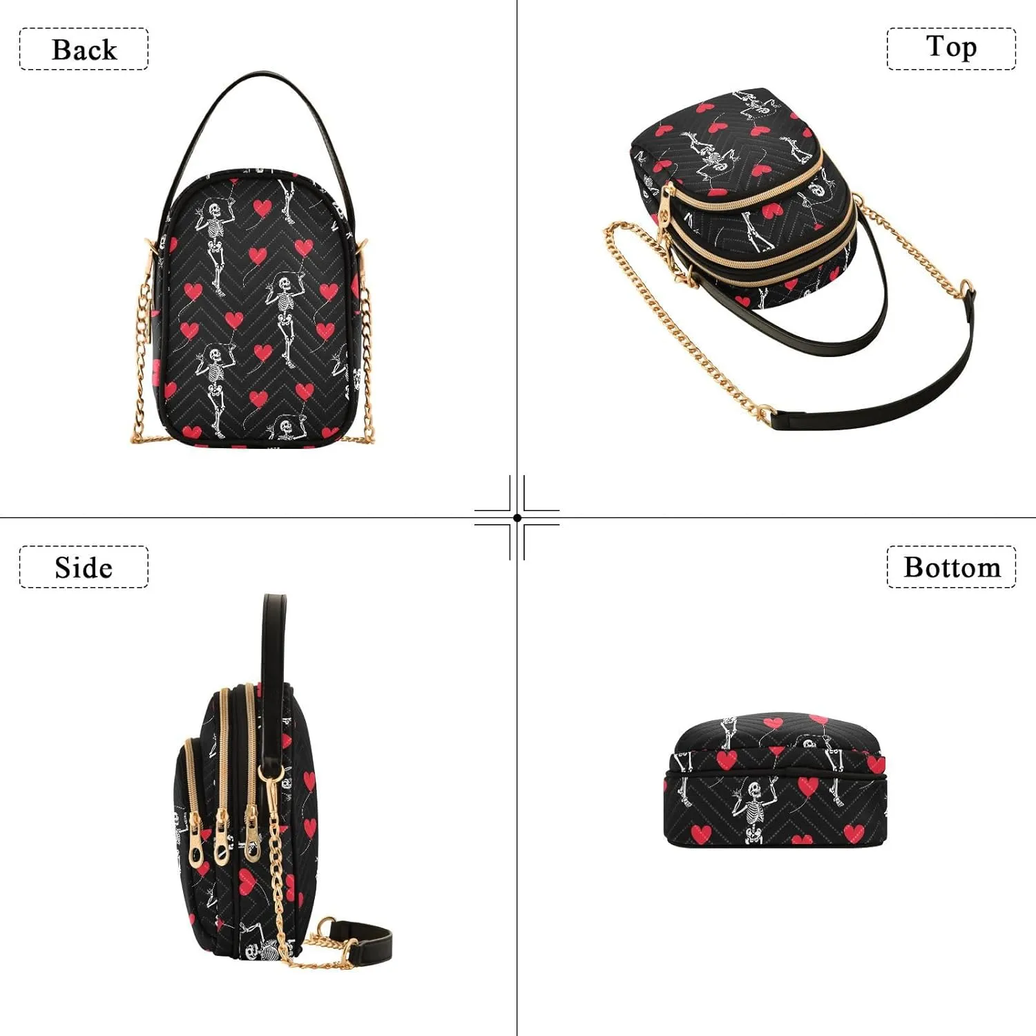 Cute Penguin Ski Pattern Women Crossbody Bags Multi Pockets Hand Bag for Womens, Travel Sling Bag