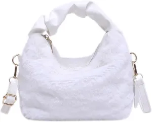 Cute Purse Small Faux Fur Hobo Bag Fluffy Mini Purses Retro Soft Classic Chic Faux Fur Convertible Handbag