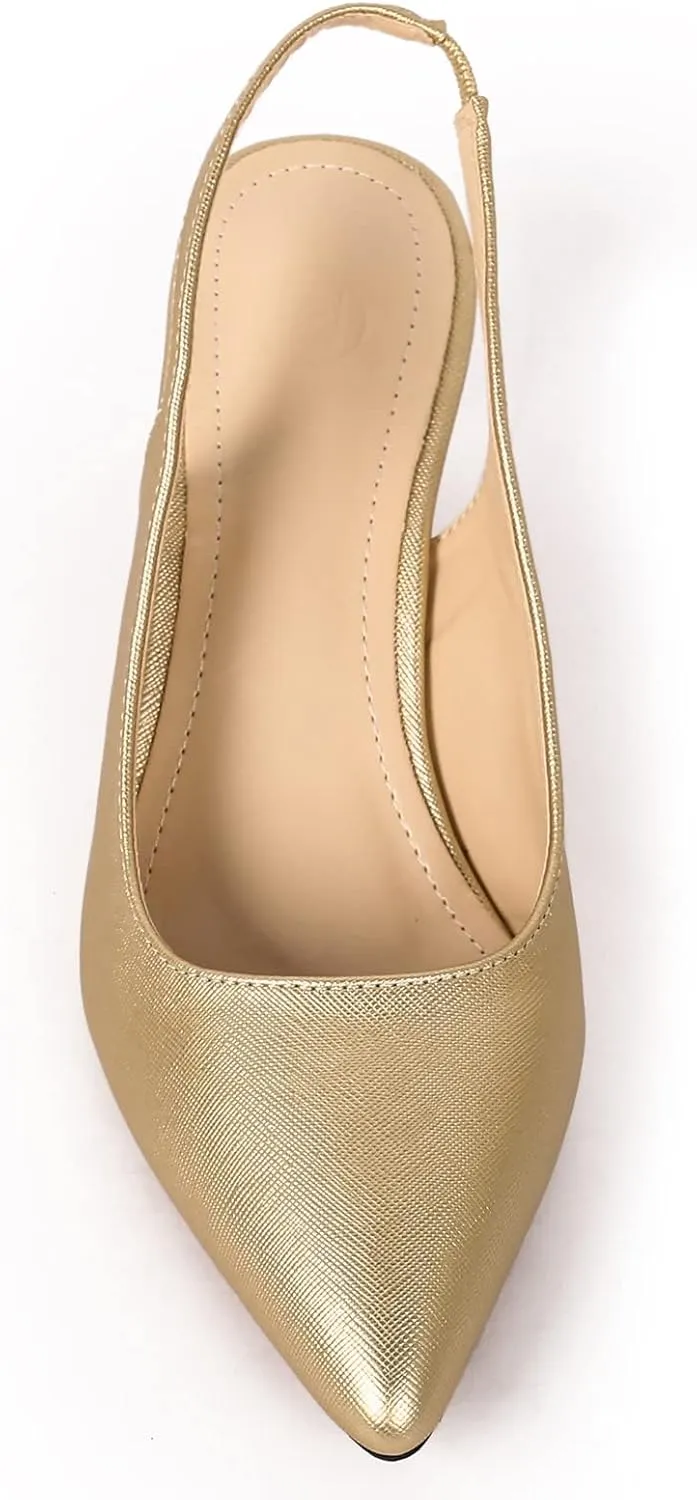 DADAWEN Women's Pointed Toe Slingback Kitten Heel Wedding Party Dress Pump Shoes