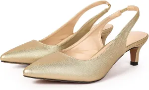 DADAWEN Women's Pointed Toe Slingback Kitten Heel Wedding Party Dress Pump Shoes