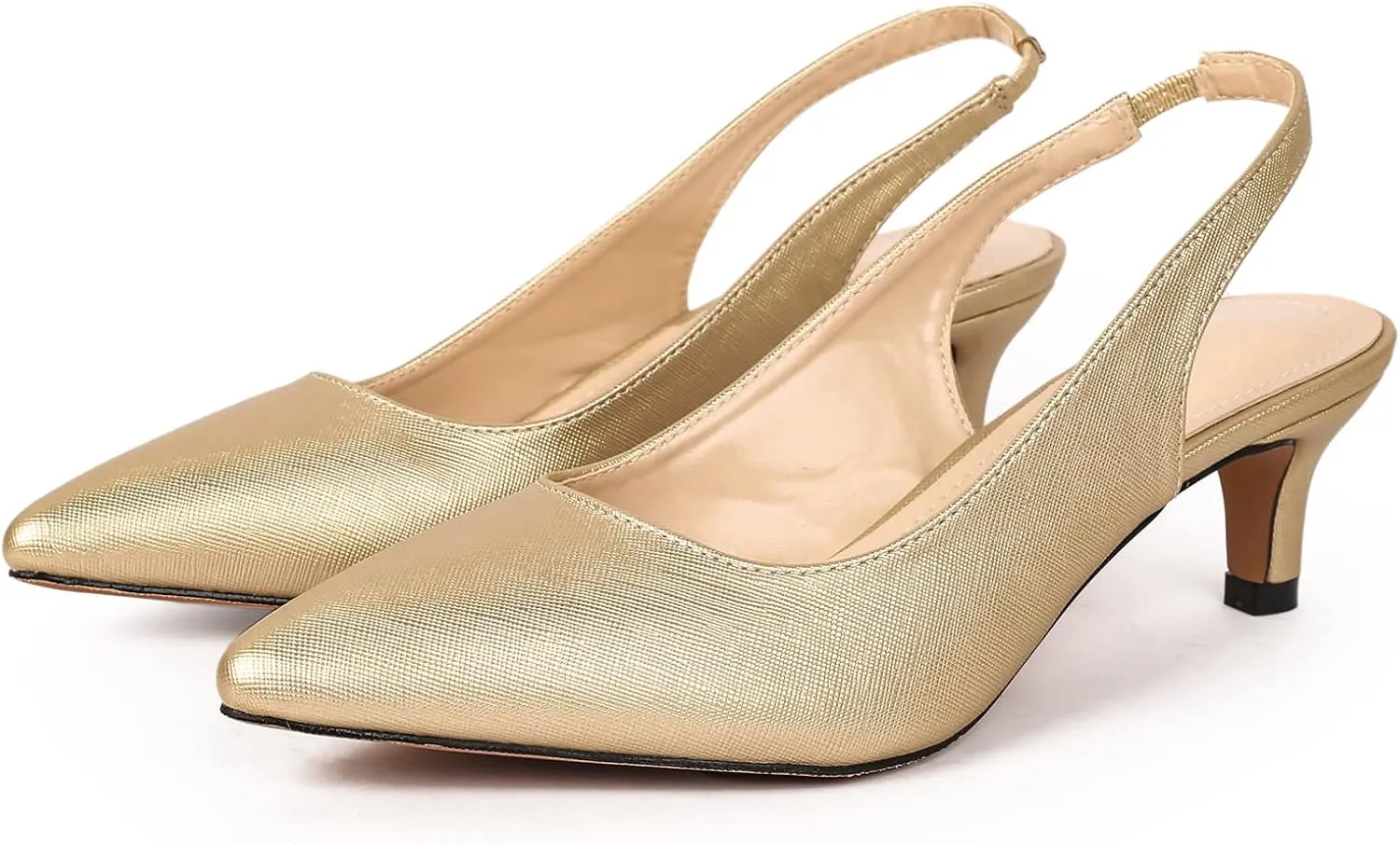 DADAWEN Women's Pointed Toe Slingback Kitten Heel Wedding Party Dress Pump Shoes