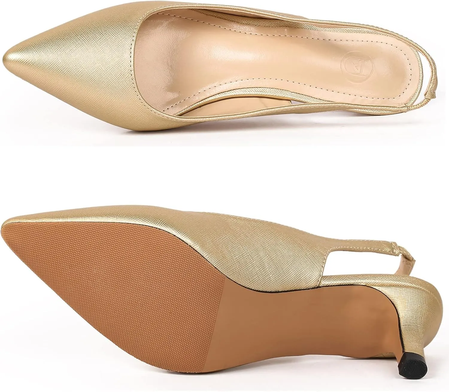DADAWEN Women's Pointed Toe Slingback Kitten Heel Wedding Party Dress Pump Shoes