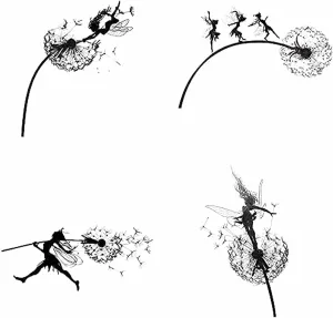 Dandelion Fairy Wind Sculpture, a fairy tale fairy who dances with dandelions and transforms your garden into a whimsical paradise (pack of 4), Sliver