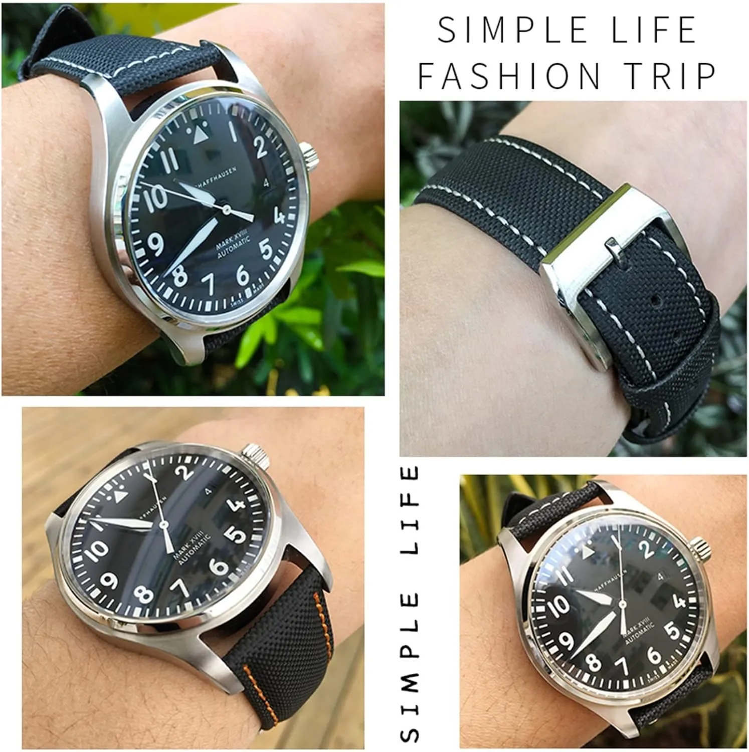 DASEB 20mm 21mm 22mm Black Nylon Fabric Wrist Watch Band Belt For IWC Mark LE PETIT PRINCE Spitfire watch Accessories