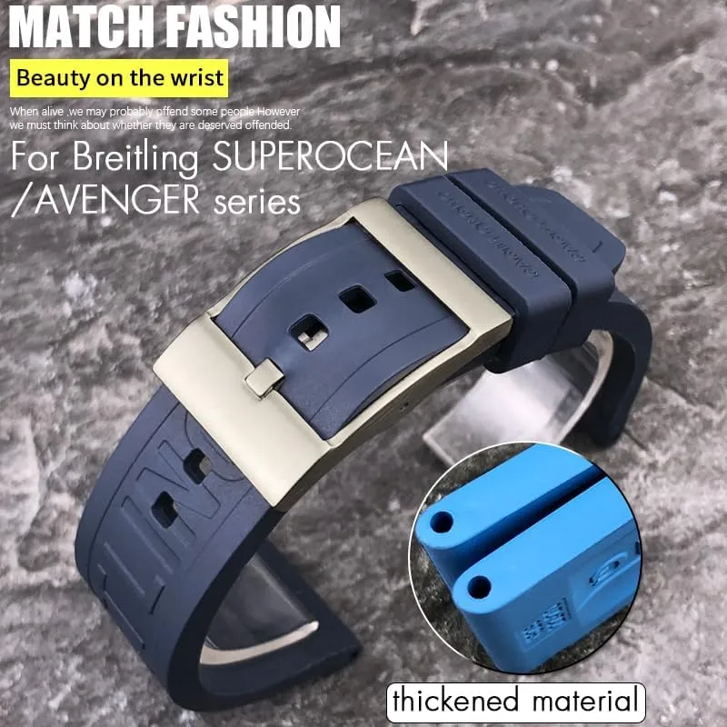 DASEB 20mm 22mm 24mm Rubber Strap Watch accessories for Breitling SUPEROCEAN Avenger Color Watchband Diving Sports Wristband Bracelets