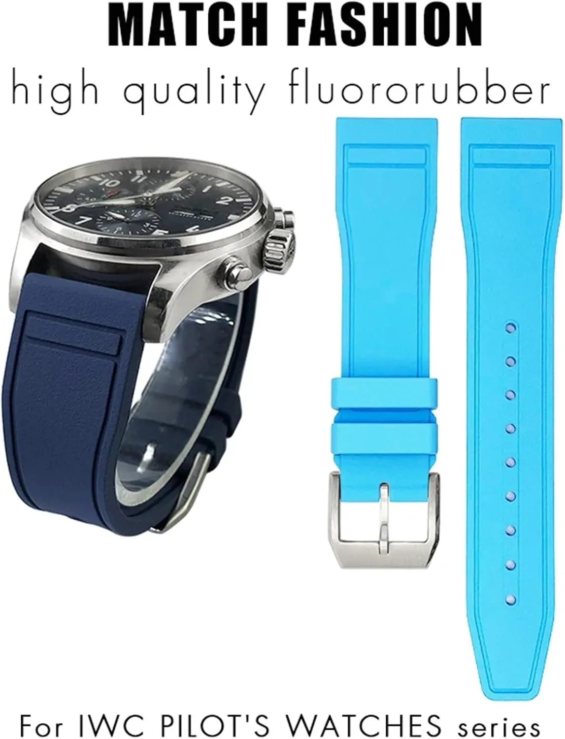 DASEB 22mm Soft Fluororubber FKM Watchbands 21mm 20mm For IWC Big Pilot Portofino Natural Rubber Watch Strap Tools