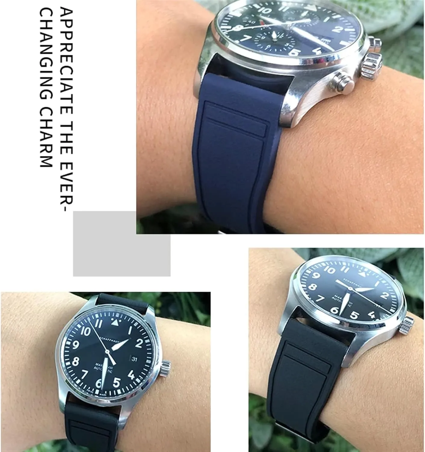 DASEB 22mm Soft Fluororubber FKM Watchbands 21mm 20mm For IWC Big Pilot Portofino Natural Rubber Watch Strap Tools