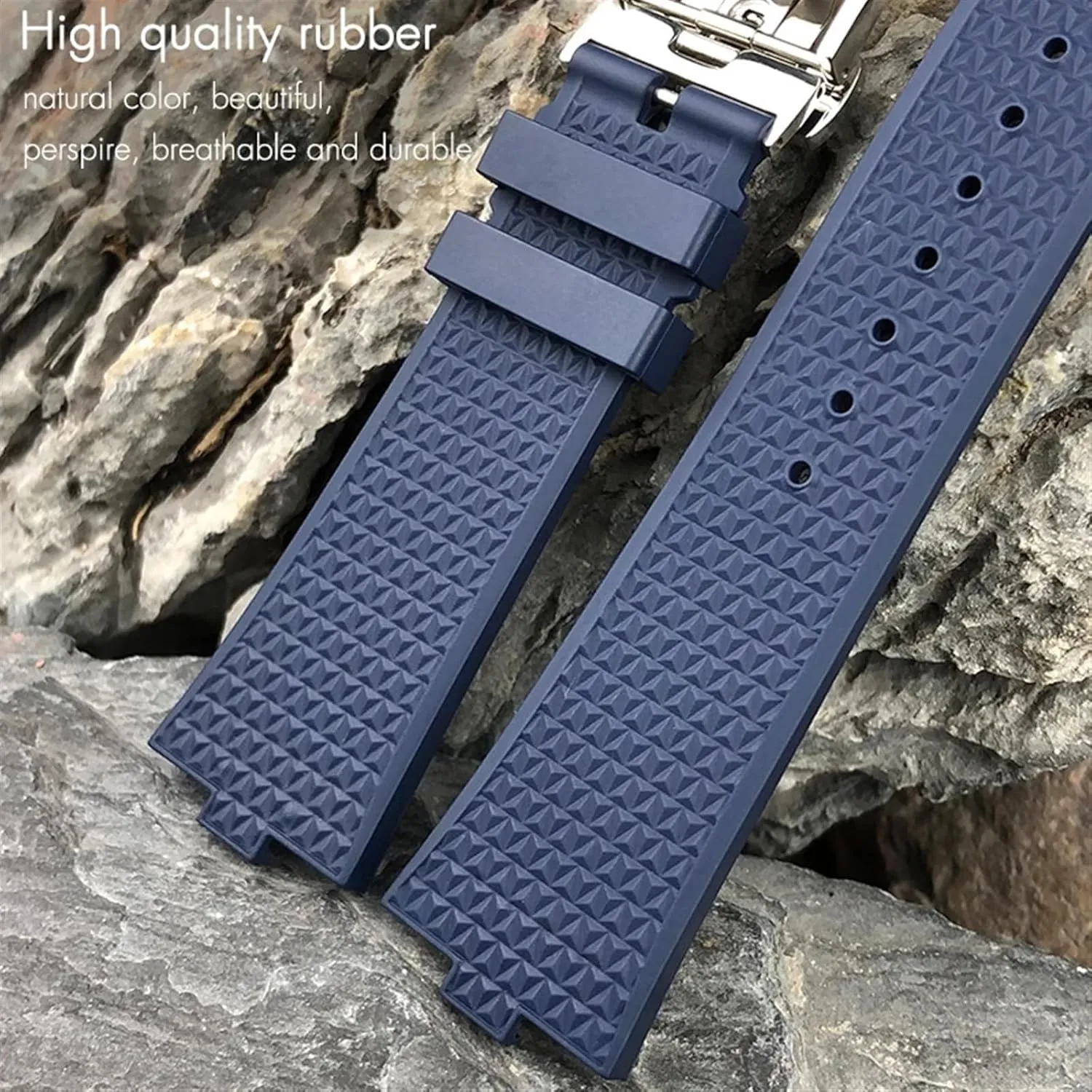 DASEB Convex Type Fluoros Rubber Watch Bands 24-7mm，For Vacheron Constantin Overseas Device Quick Change Series replacement straps