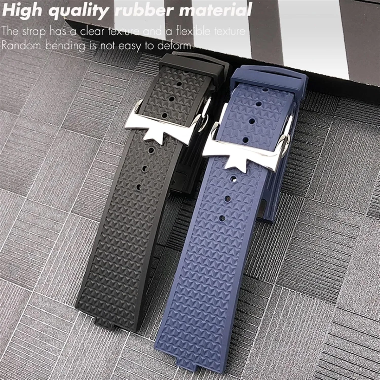 DASEB FKM Senior Fluorine Rubber Watchband For vacheron constantin 4500V 5500V 7900 Watch Strap vc Convex Mouth 7mm watch accessories