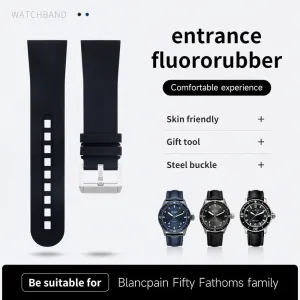 DASEB For Blancpain Strap Fifty Fathoms 5000 5015 Watch Belt Bracelets Replacement 23mm Fluorous FKM Rubber Soft WatchBands