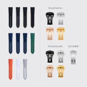 DASEB For Omega Strap AT150 Seamaster 300 Planet Ocean De Ville Speedmaster Curved End Watch Band 20mm Black White Line High Density Nylon Cowhide Watchbands