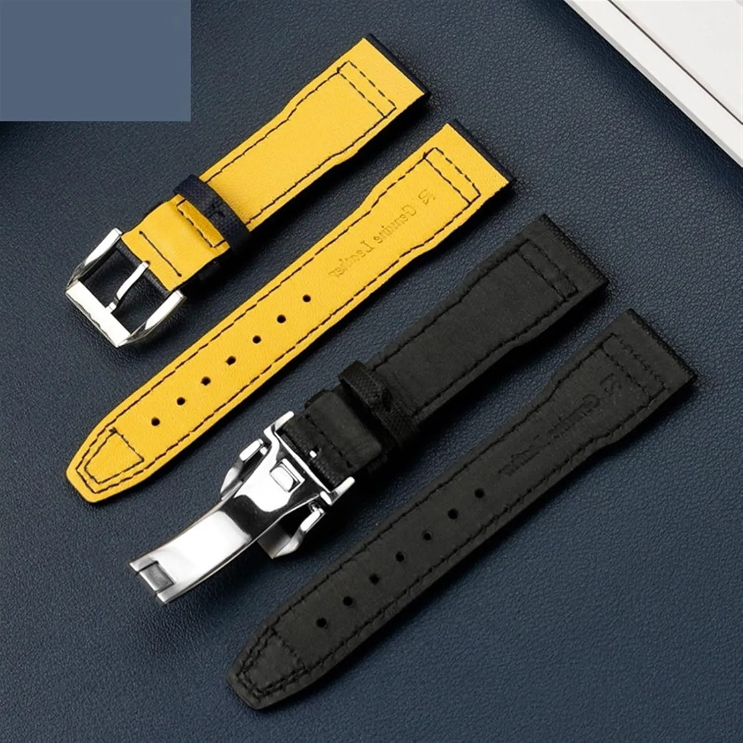 DASEB High Density Nylon cowhide For IWC Mark Pilot Prince Bertolo Portugal Folding buckle watchband 20 21mm Men's bracelet Nylon cowhide leather watch strap