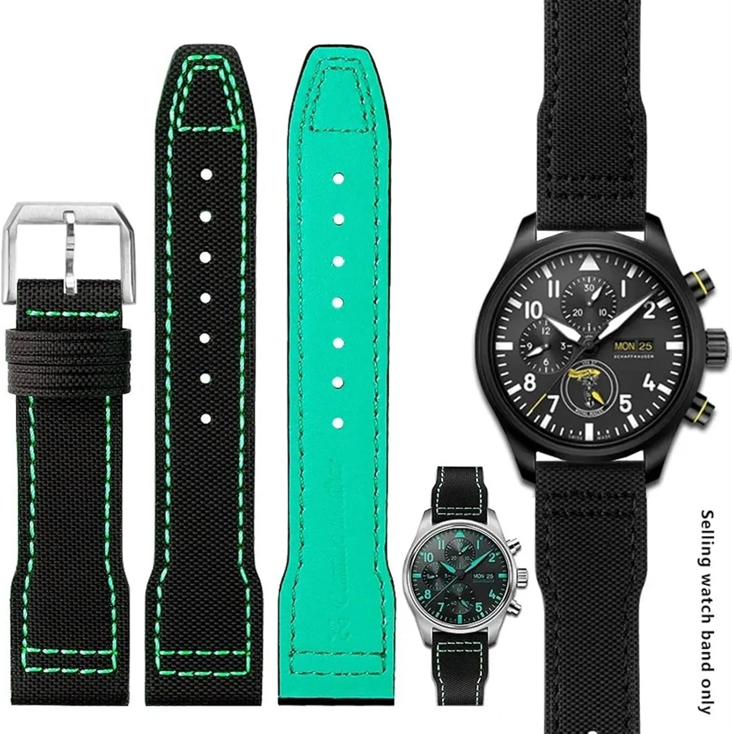 DASEB High Density Nylon cowhide For IWC Mark Pilot Prince Bertolo Portugal Folding buckle watchband 20 21mm Men's bracelet Nylon cowhide leather watch strap