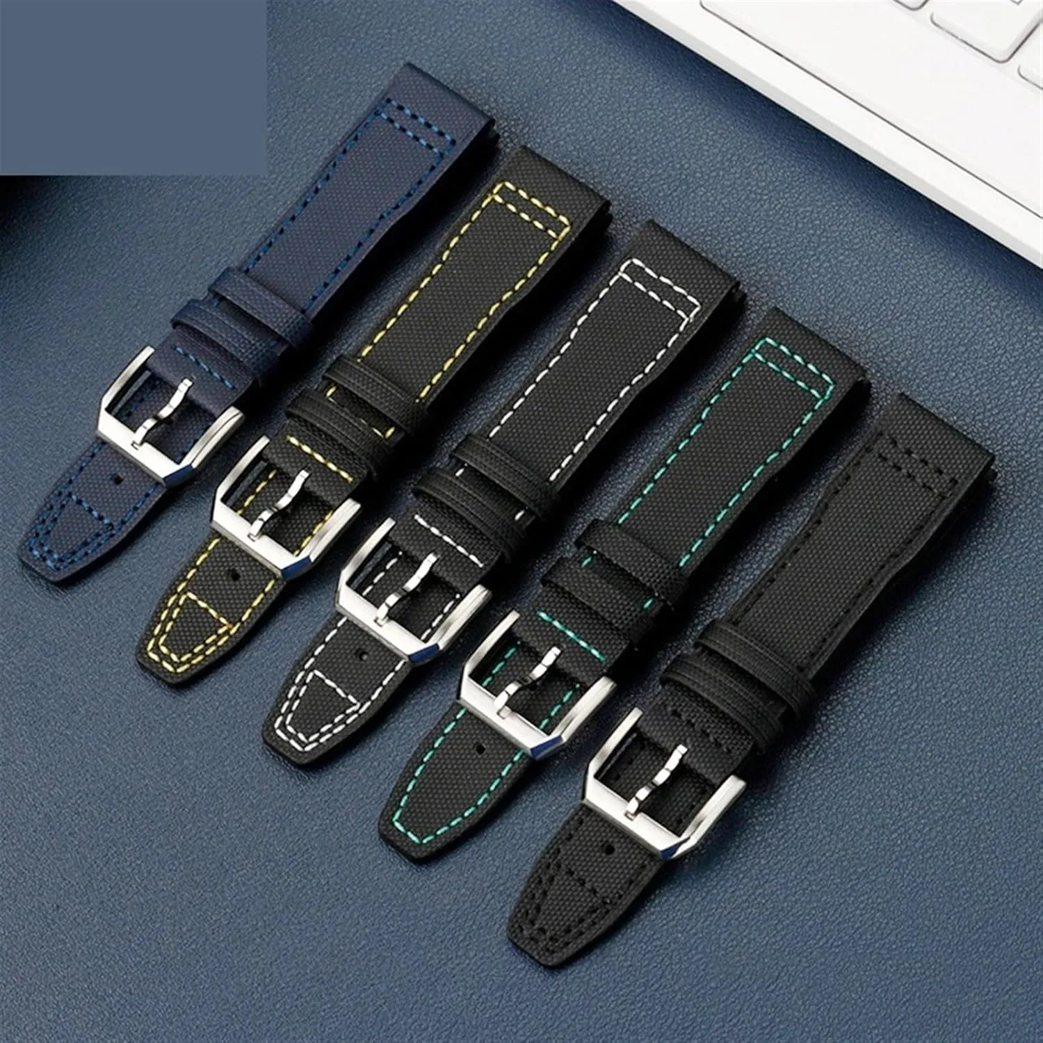 DASEB High Density Nylon cowhide For IWC Mark Pilot Prince Bertolo Portugal Folding buckle watchband 20 21mm Men's bracelet Nylon cowhide leather watch strap