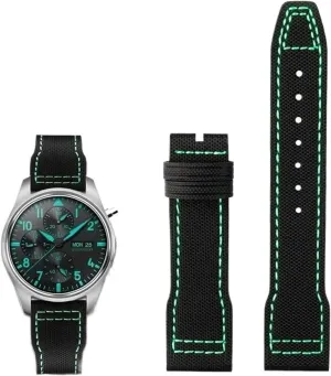 DASEB High Density Nylon cowhide For IWC Mark Pilot Prince Bertolo Portugal Folding buckle watchband 20 21mm Men's bracelet Nylon cowhide leather watch strap