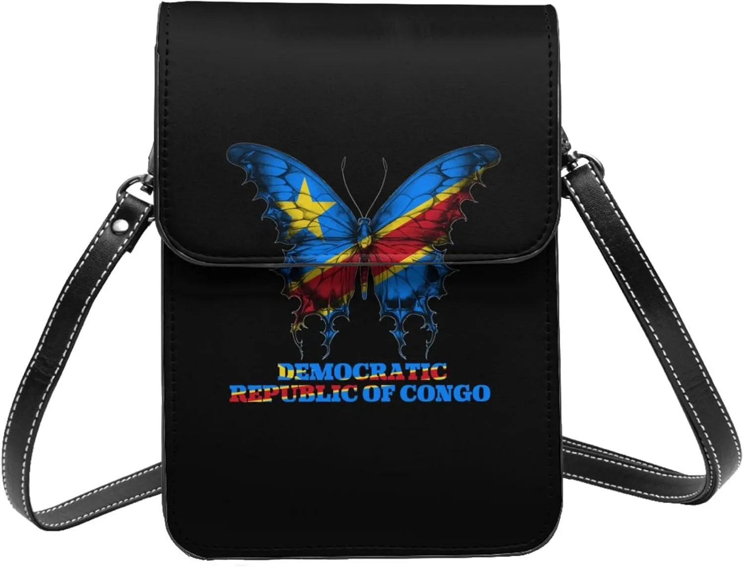 Democratic Republic Of Congo Butterflies Flag Small Crossbody Bag Is A Shoulder Bag Designed For Women And Girls Cell Phone Crossbody Wallet Purses With Card Slots Adjustable Strap