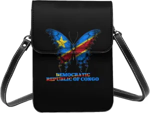 Democratic Republic Of Congo Butterflies Flag Small Crossbody Bag Is A Shoulder Bag Designed For Women And Girls Cell Phone Crossbody Wallet Purses With Card Slots Adjustable Strap