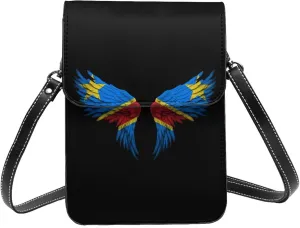Democratic Republic Of Congo Flag Wings Small Crossbody Bag Is A Shoulder Bag Designed For Women And Girls Cell Phone Crossbody Wallet Purses With Card Slots Adjustable Strap
