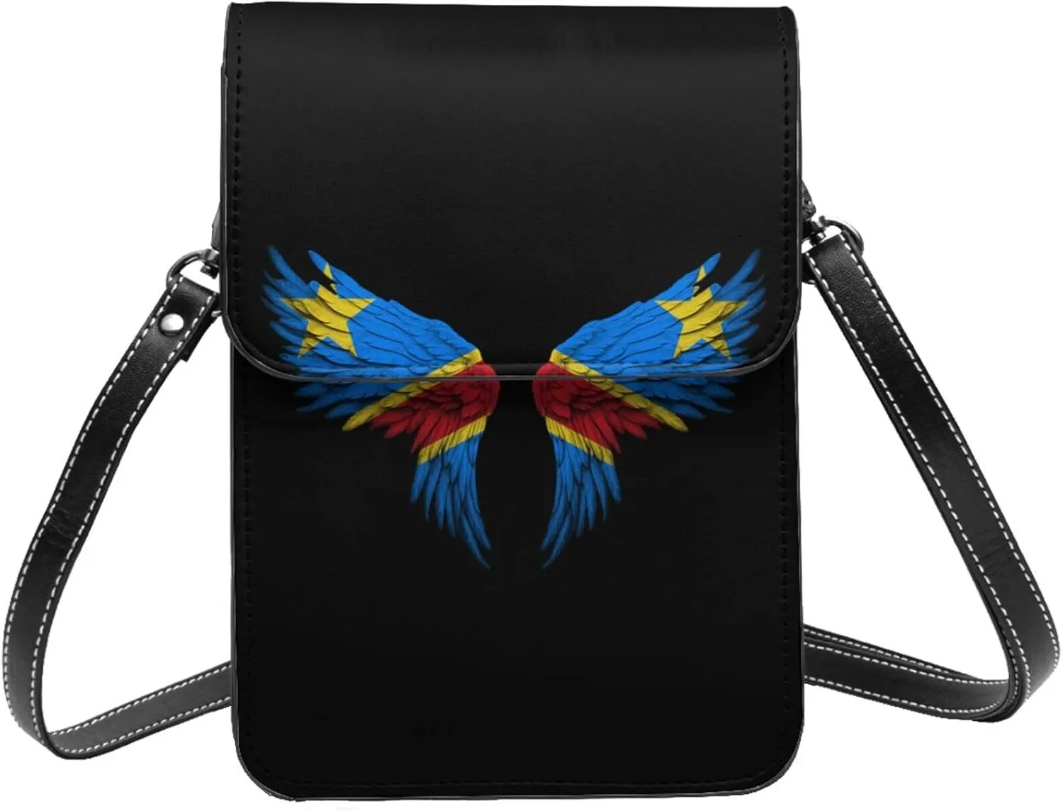 Democratic Republic Of Congo Flag Wings Small Crossbody Bag Is A Shoulder Bag Designed For Women And Girls Cell Phone Crossbody Wallet Purses With Card Slots Adjustable Strap