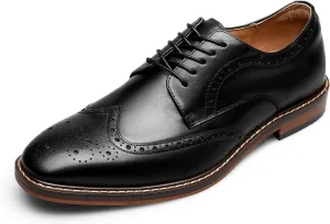 DESAI Men's Classic Brogue Oxfords, Lace-Up Formal Dress Shoes for Business