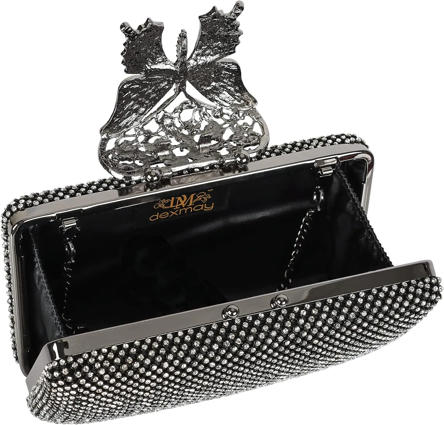 Dexmay Rhinestone Clutch Bag with Crystal Butterfly Clasp Women Evening Handbag Formal Party Purse