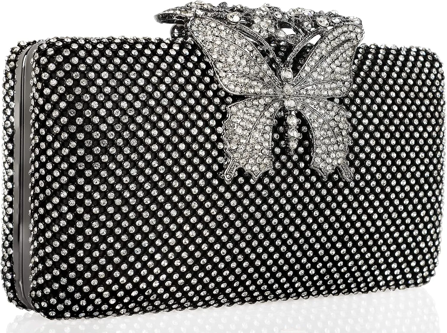 Dexmay Rhinestone Clutch Bag with Crystal Butterfly Clasp Women Evening Handbag Formal Party Purse